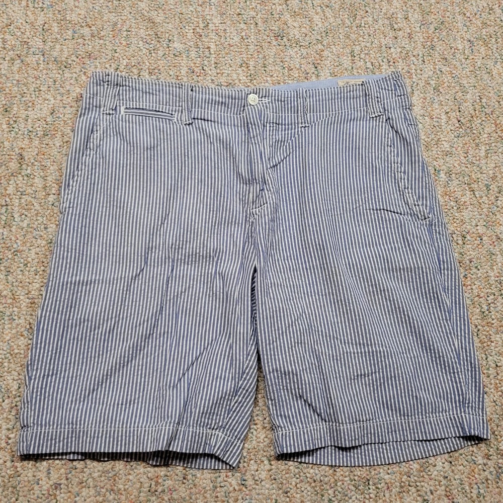 Polo Ralph Lauren Shorts Mens 33 Blue Seersucker Striped Nautical Tailors